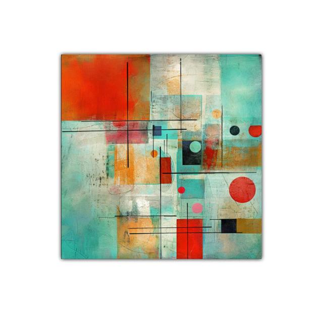 Composición abstracta con formas geométricas y colores vibrantes