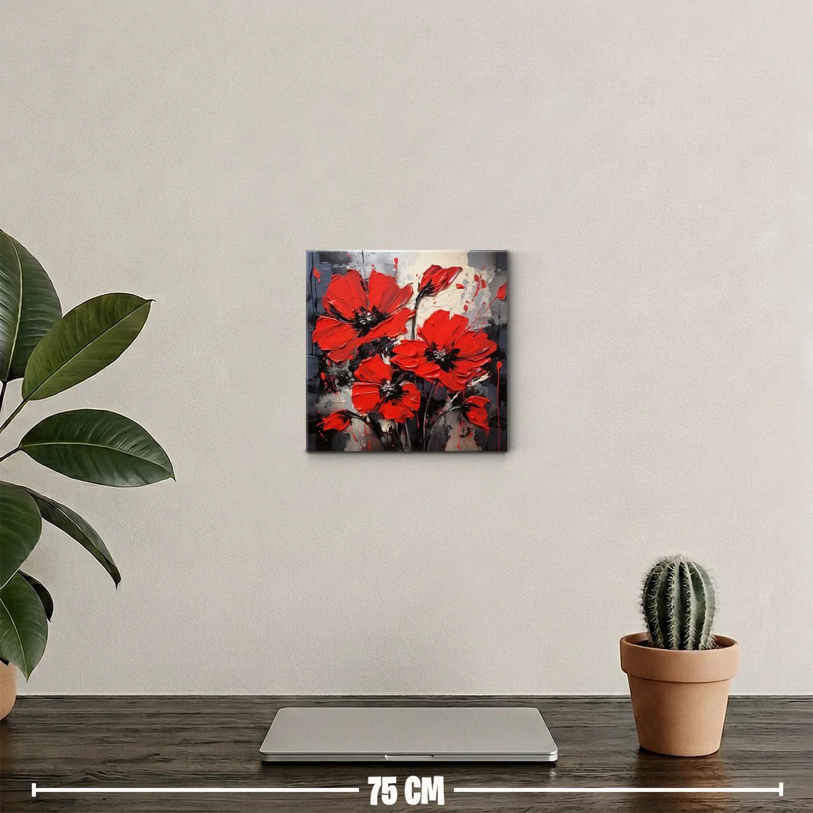 Impactante cuadro floral con vibrantes amapolas rojas — miniatura 2