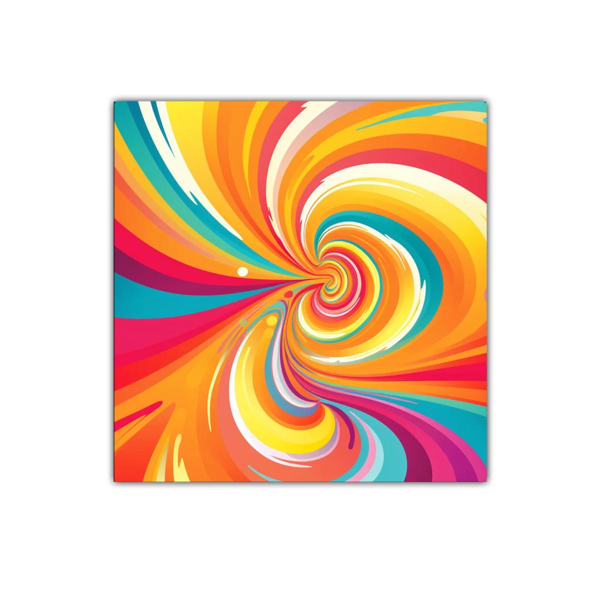 Cuadro abstracto con espiral de colores vibrantes y dinámicos