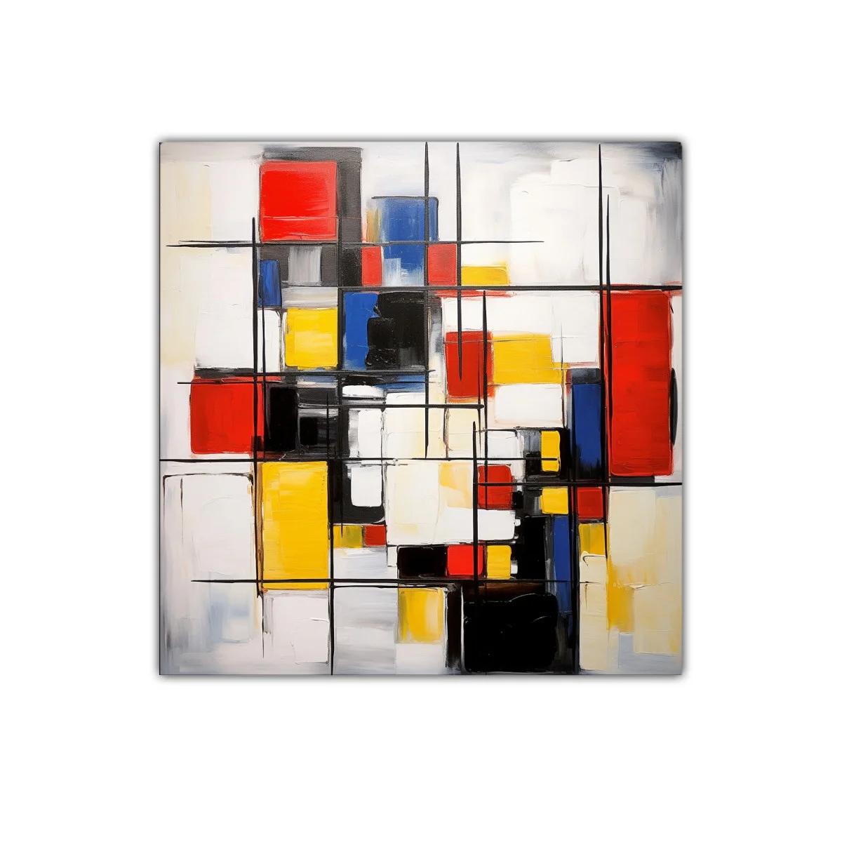 Composicion abstracta con bloques de colores vivos y lineas negras — imagen principal