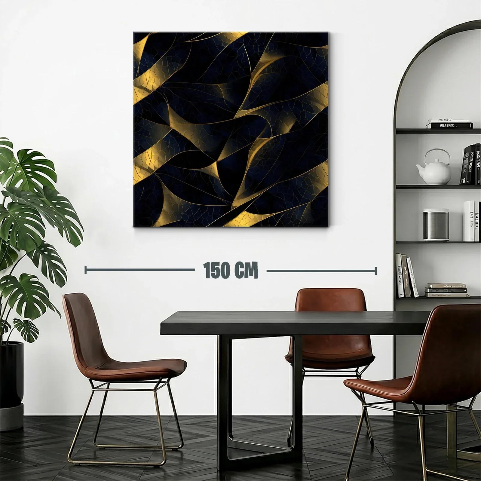 Composición abstracta con hojas en tonos oscuros y dorados — miniatura 2
