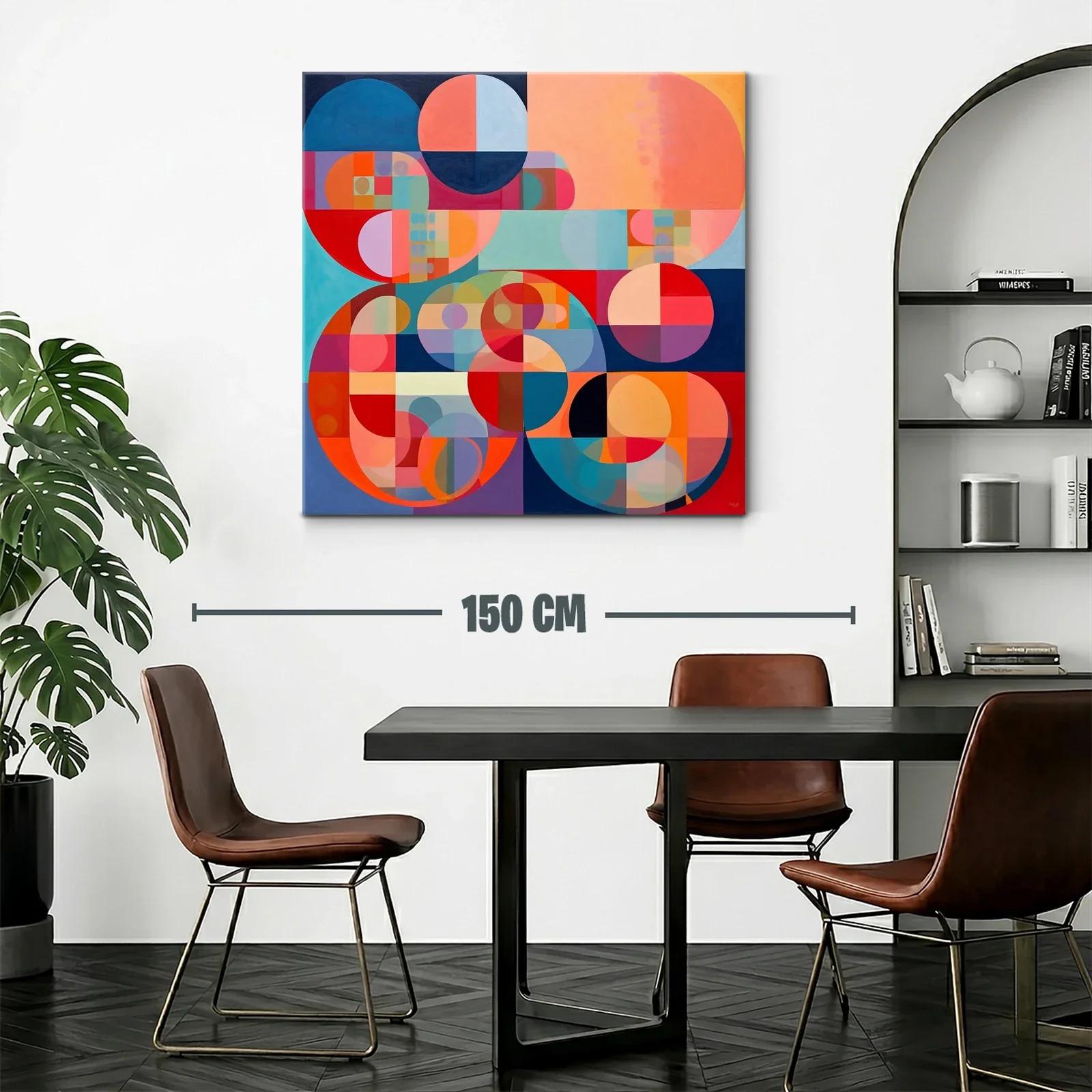 Cuadro abstracto con formas circulares y paleta vibrante — miniatura 2