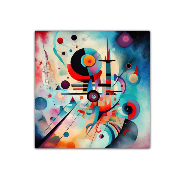 Cuadro abstracto con formas geométricas y colores vibrantes