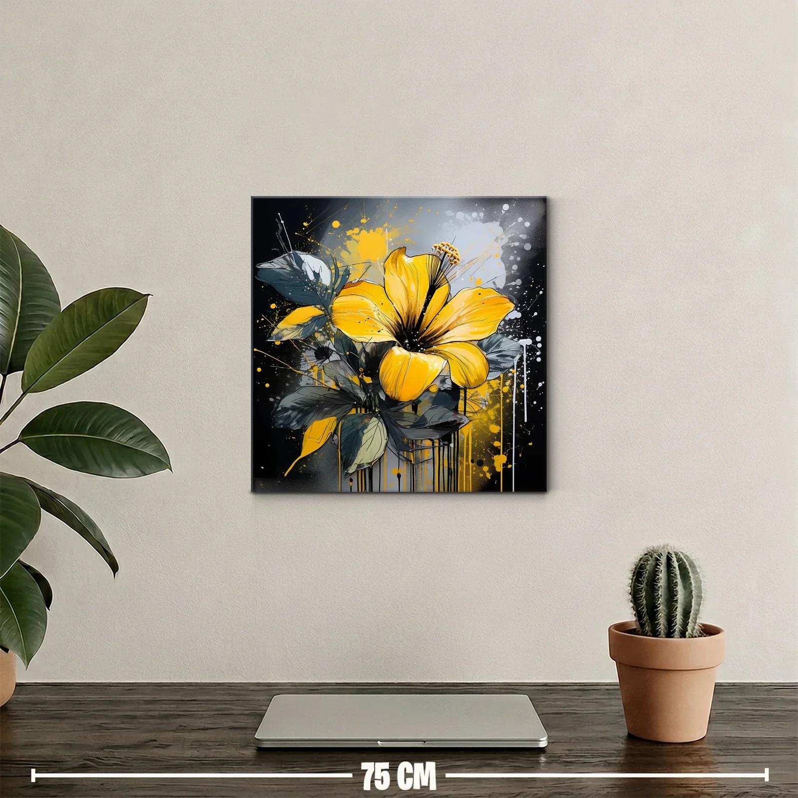 Flor amarilla vibrante sobre fondo moderno oscuro — miniatura 2