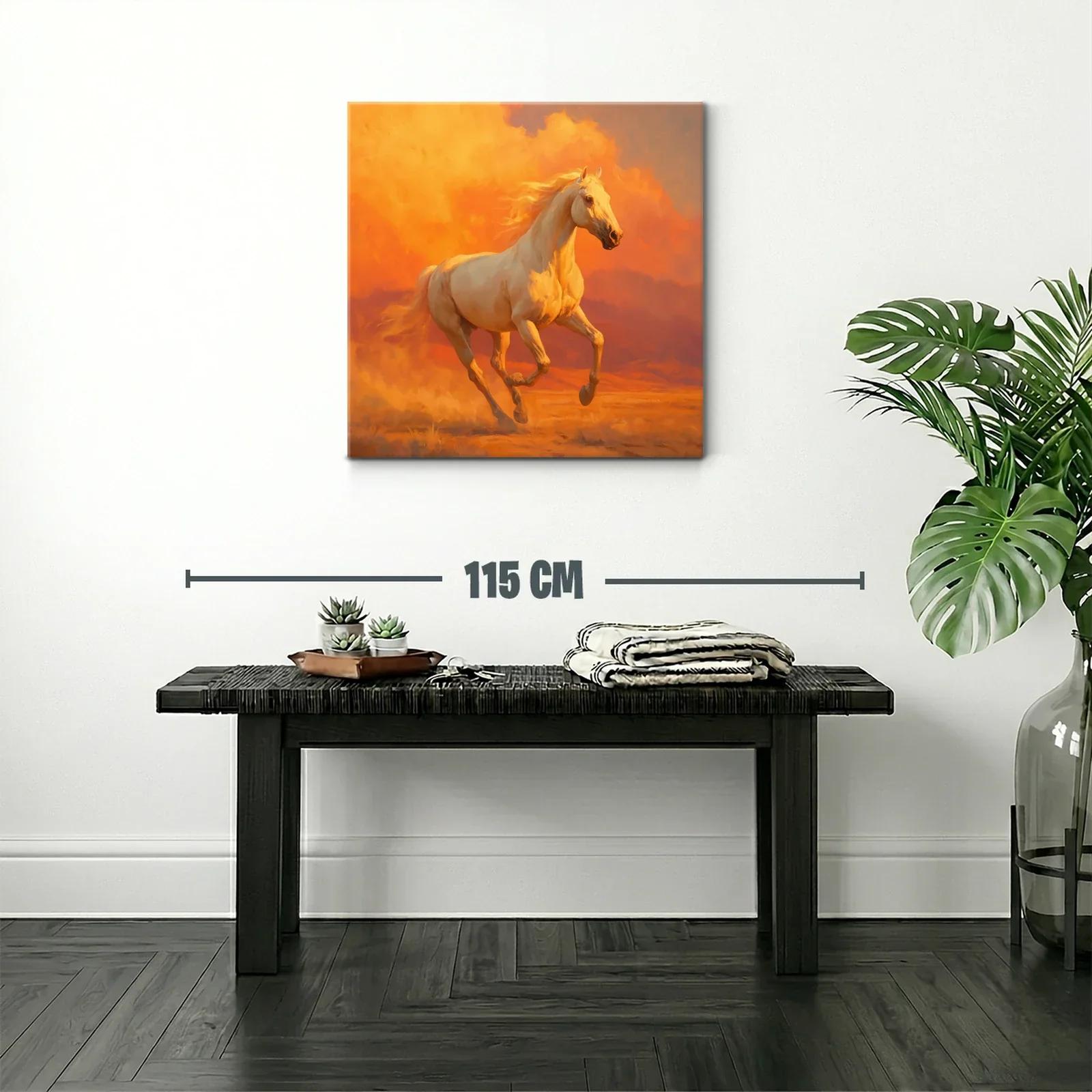 Cuadro caballo galopante en tonalidades vibrantes — miniatura 2