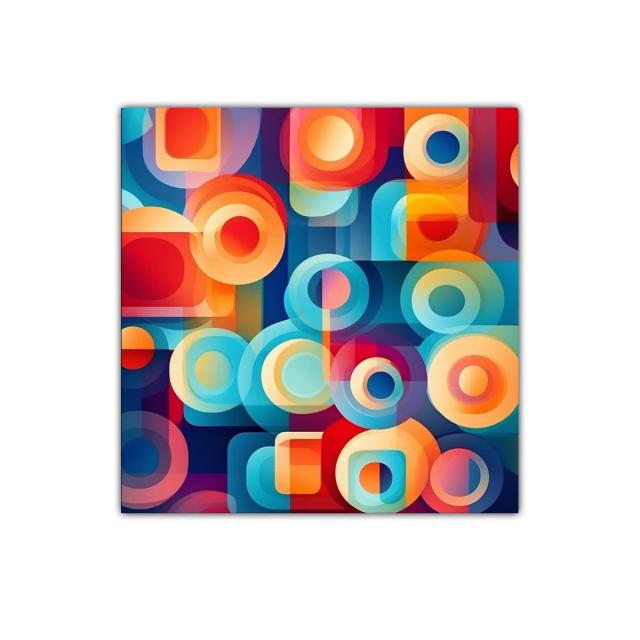Composición geométrica con círculos y tonos vibrantes