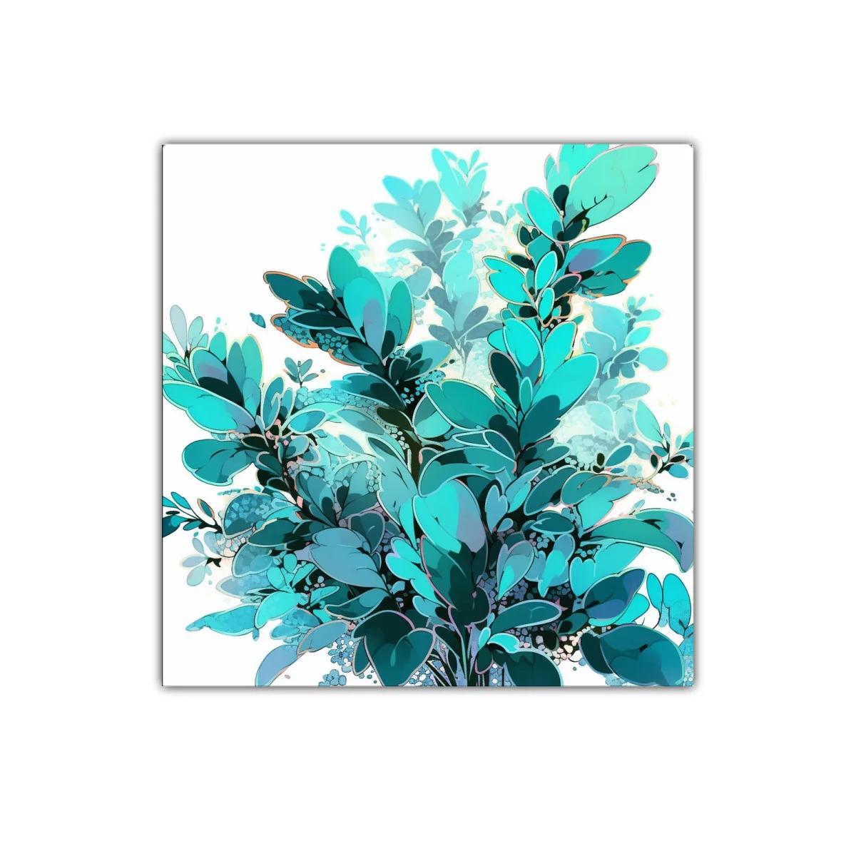 Cuadro decorativo de follaje azul turquesa vibrante — imagen principal