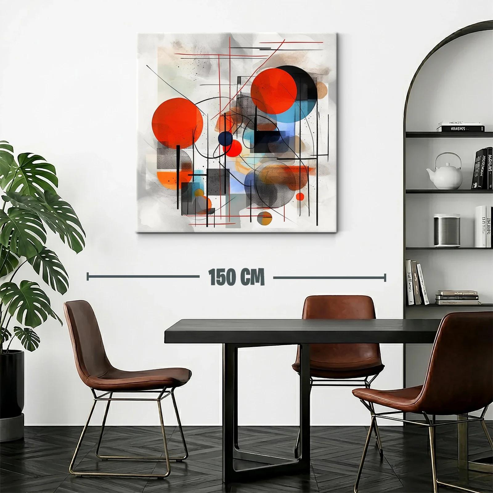 Composición abstracta con círculos en tonos vibrantes y líneas — miniatura 2