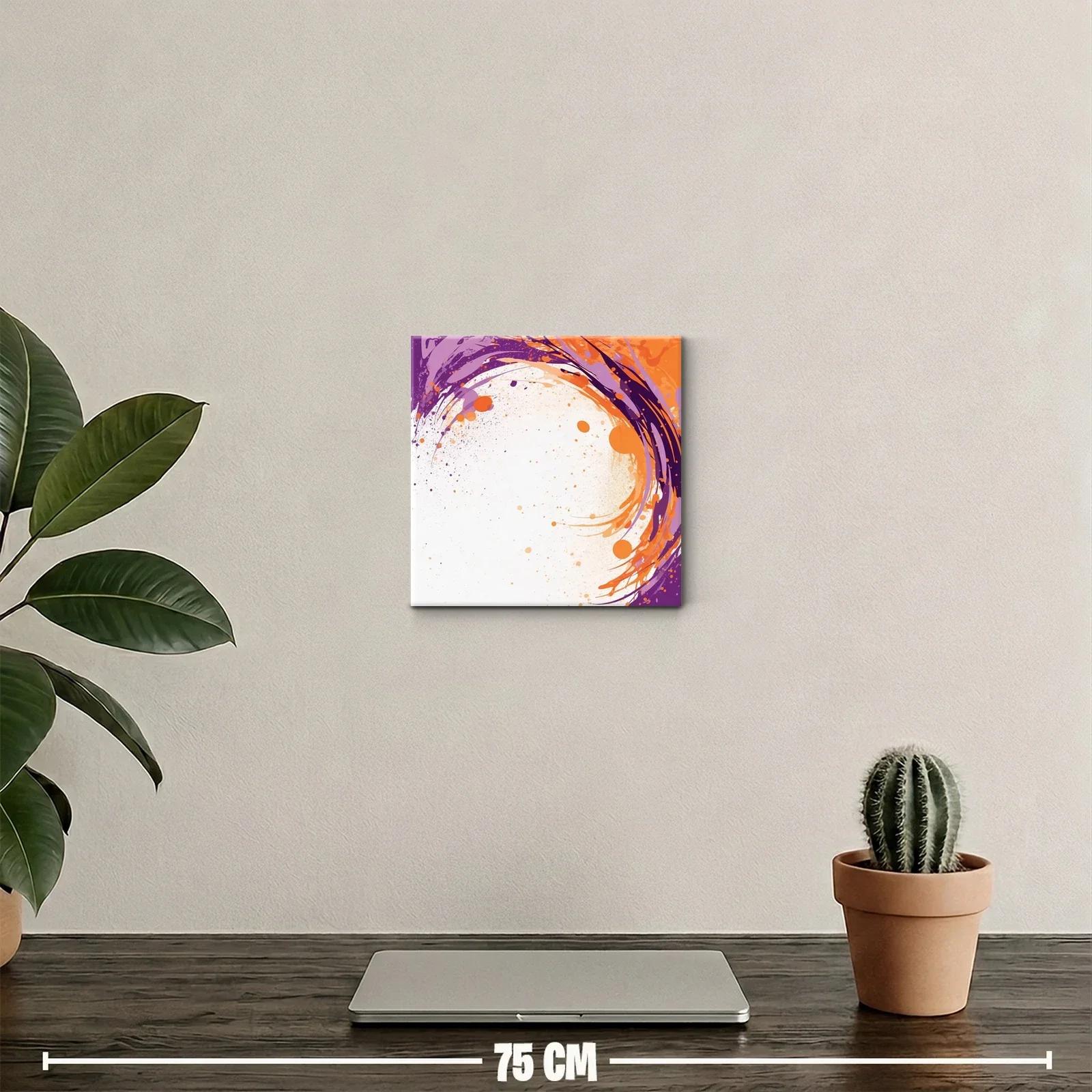 Cuadro decorativo con diseño abstracto en tonos naranja y púrpura — miniatura 2