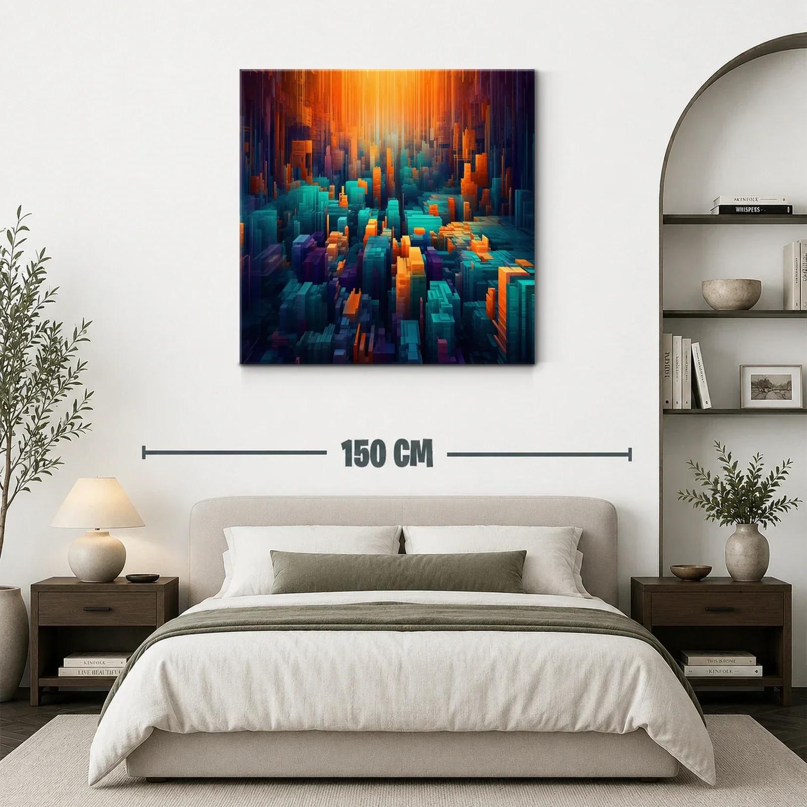 Composición abstracta en tonos cálidos y fríos vibrantes — miniatura 3
