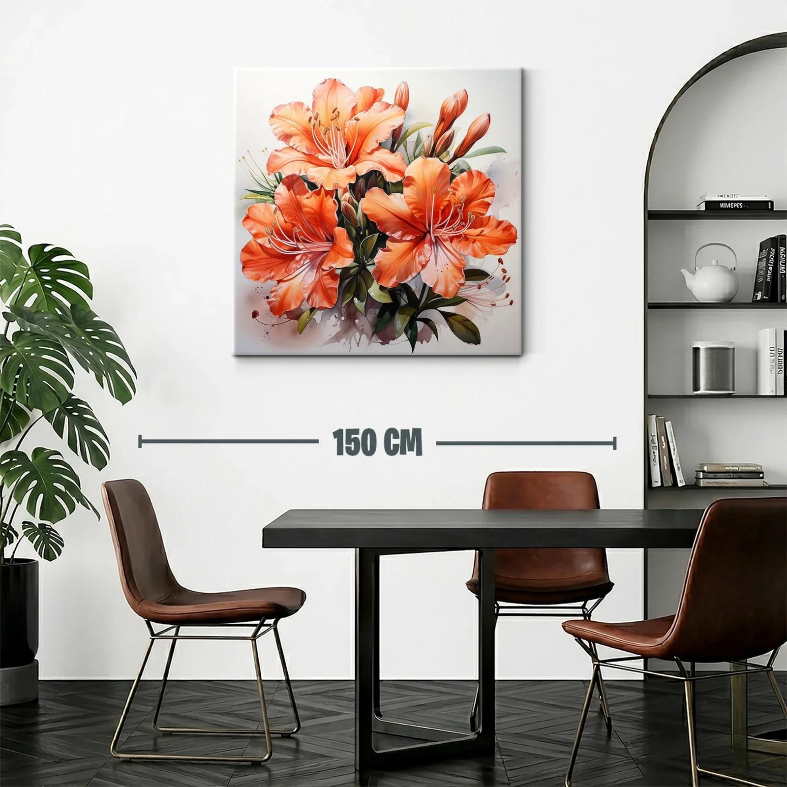Impactante cuadro de flores naranja brillante — miniatura 2