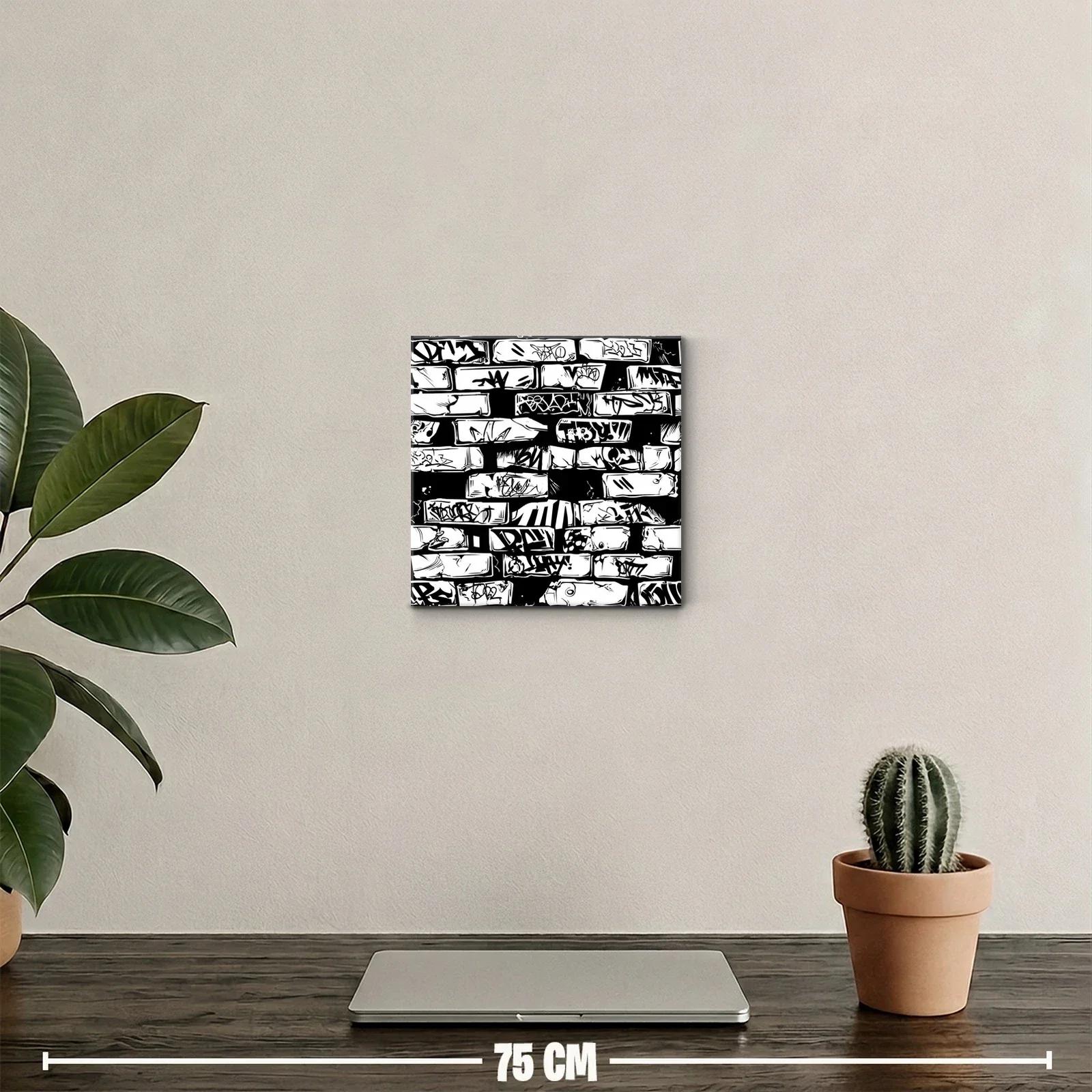 Arte urbano con grafitis en patrón monocromo moderno — miniatura 2