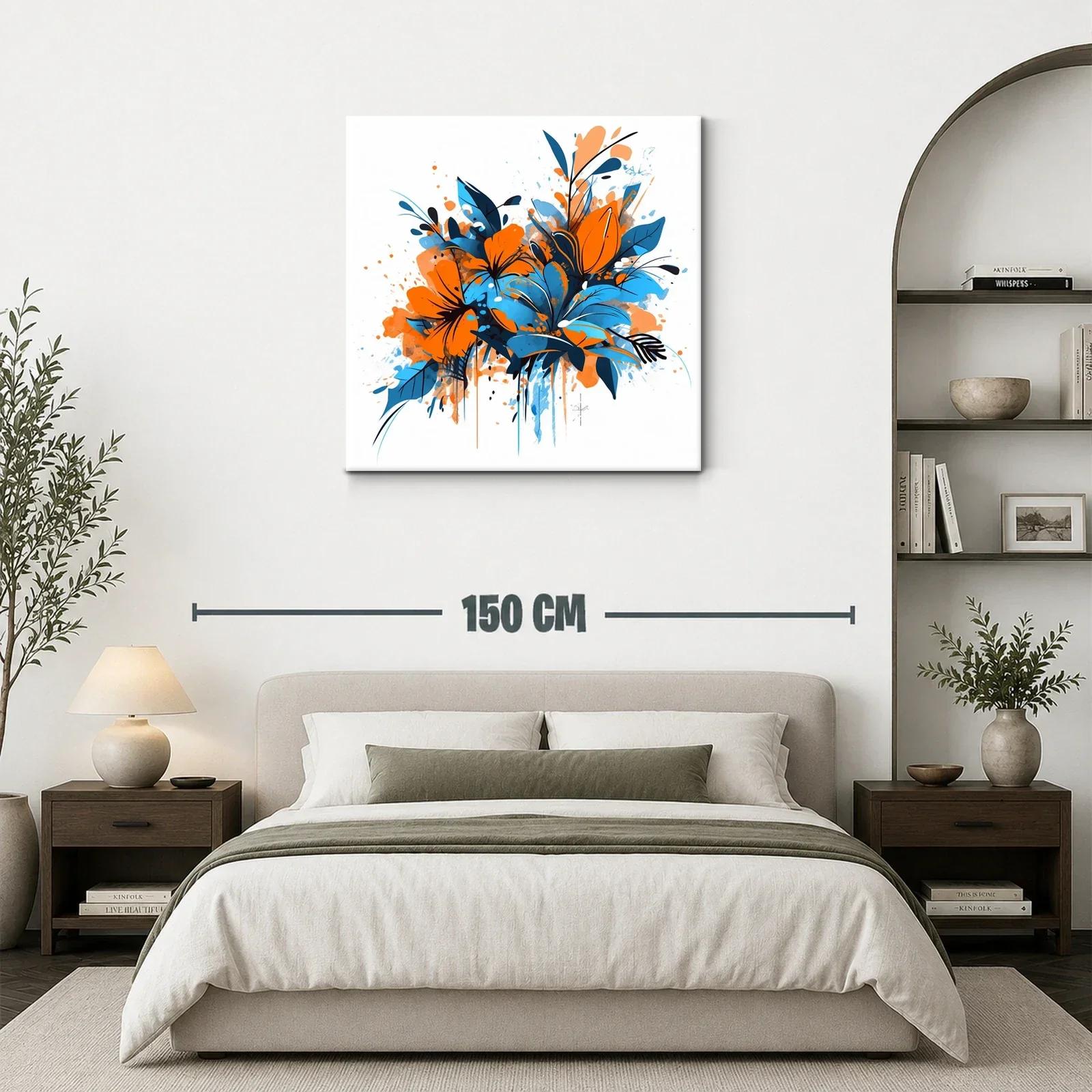 Composición vibrante de flores en tonos naranja y azul — miniatura 3