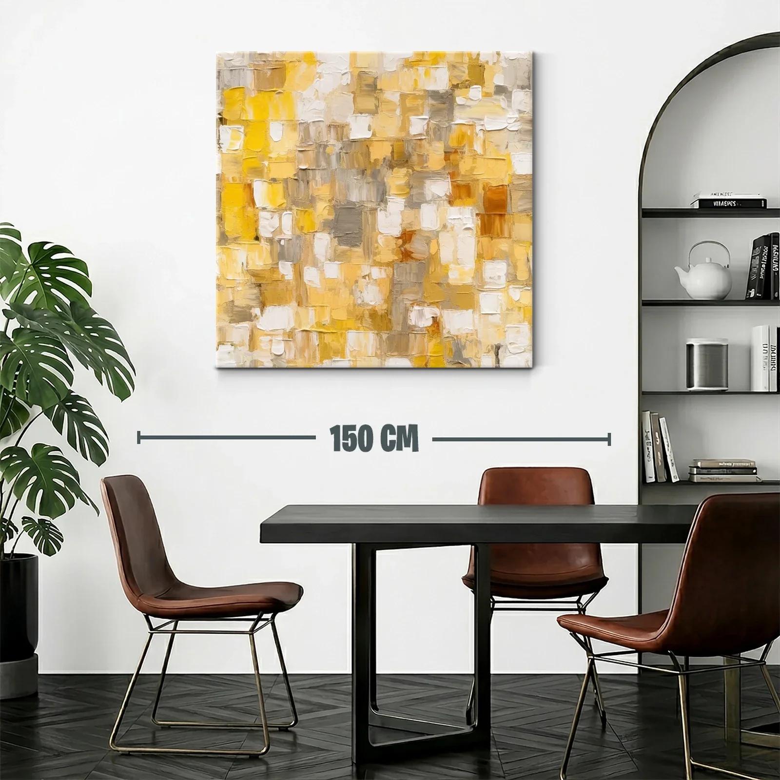 Cuadro abstracto en tonos amarillos y beige cálidos — miniatura 2