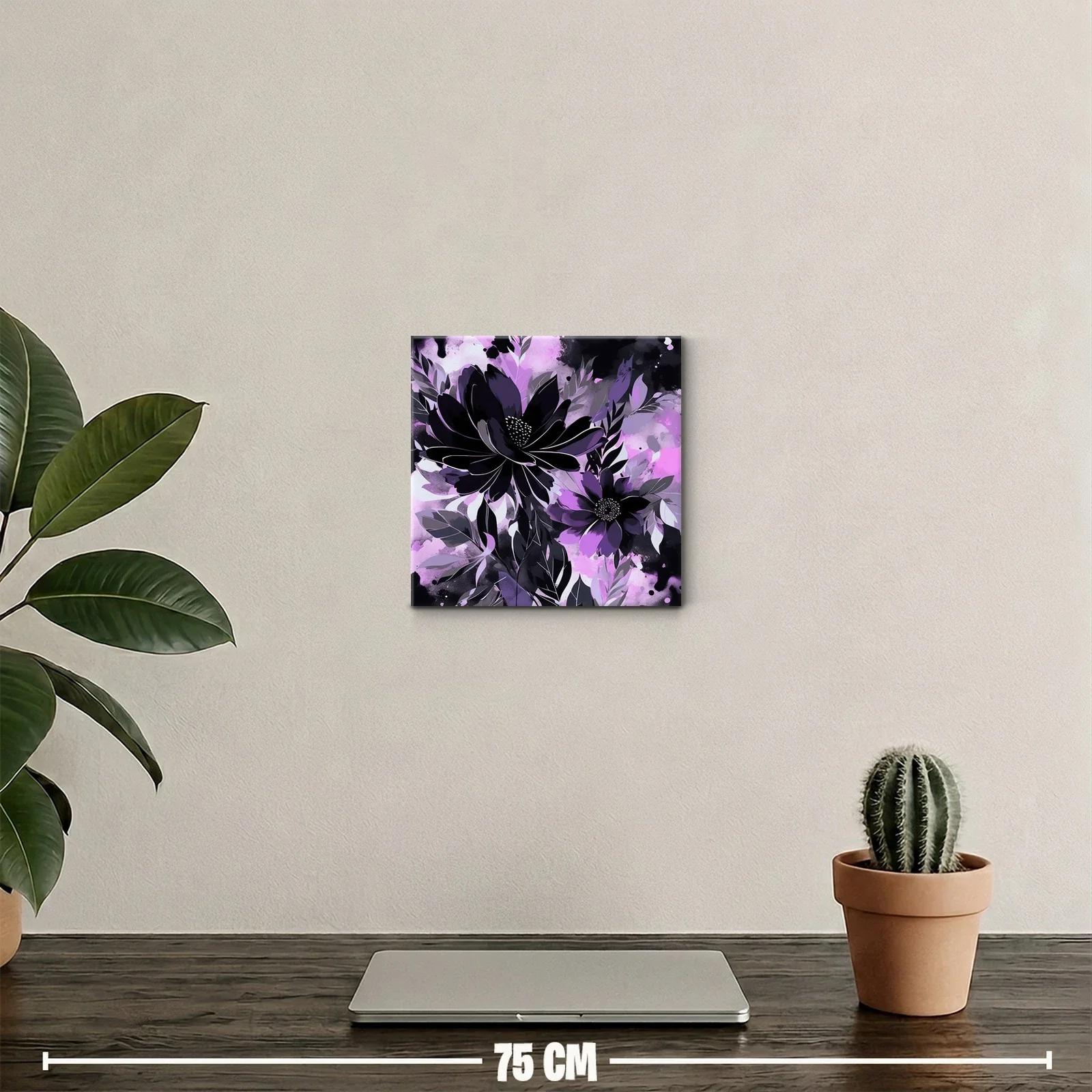 Flores Negras y Moradas en Composición Abstracta — miniatura 2
