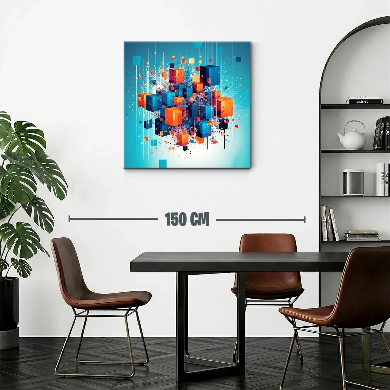 Composición abstracta de cubos en tonos azul y naranja vibrante — miniatura 2