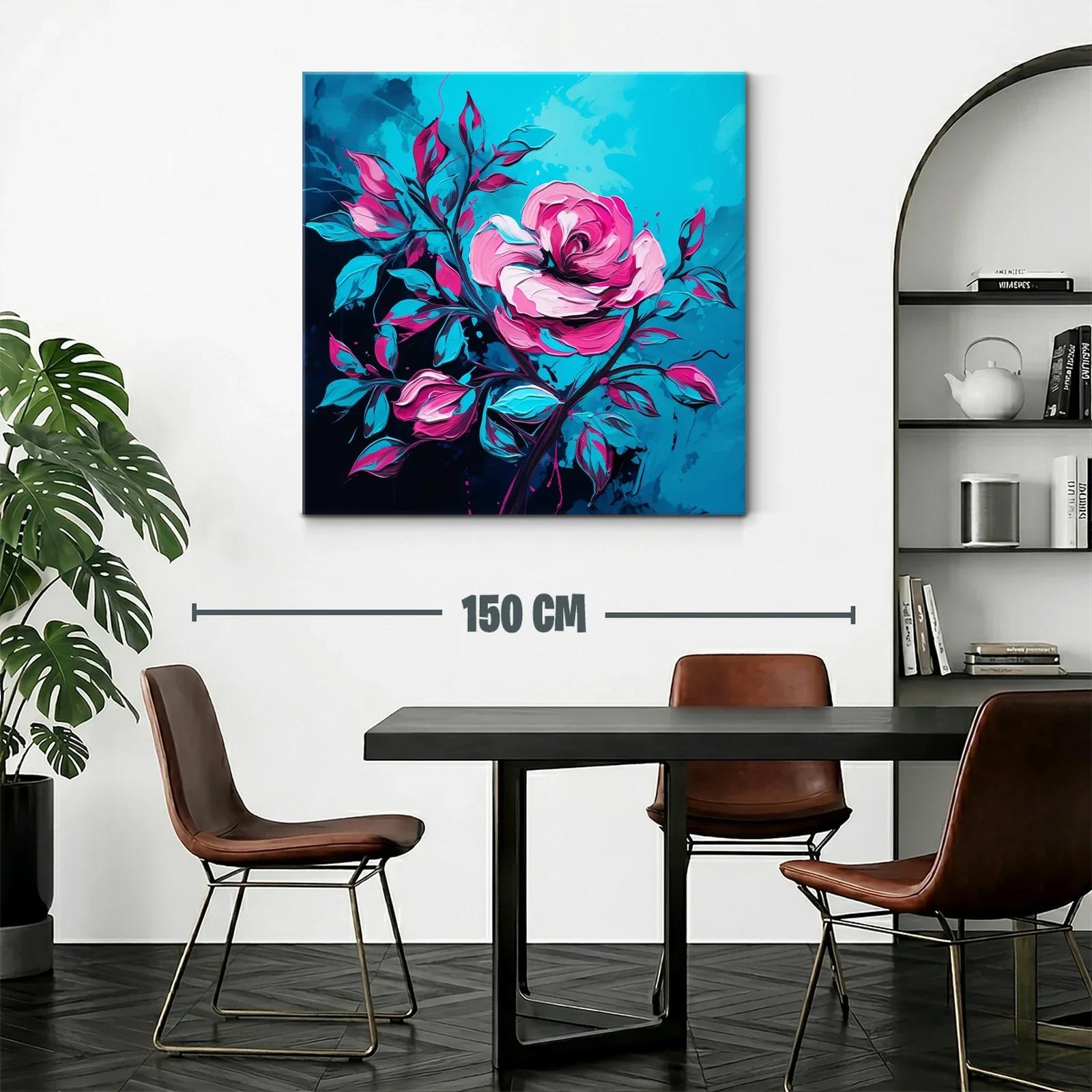 Rosa vibrante con hojas en tonos azules y fucsias — miniatura 2