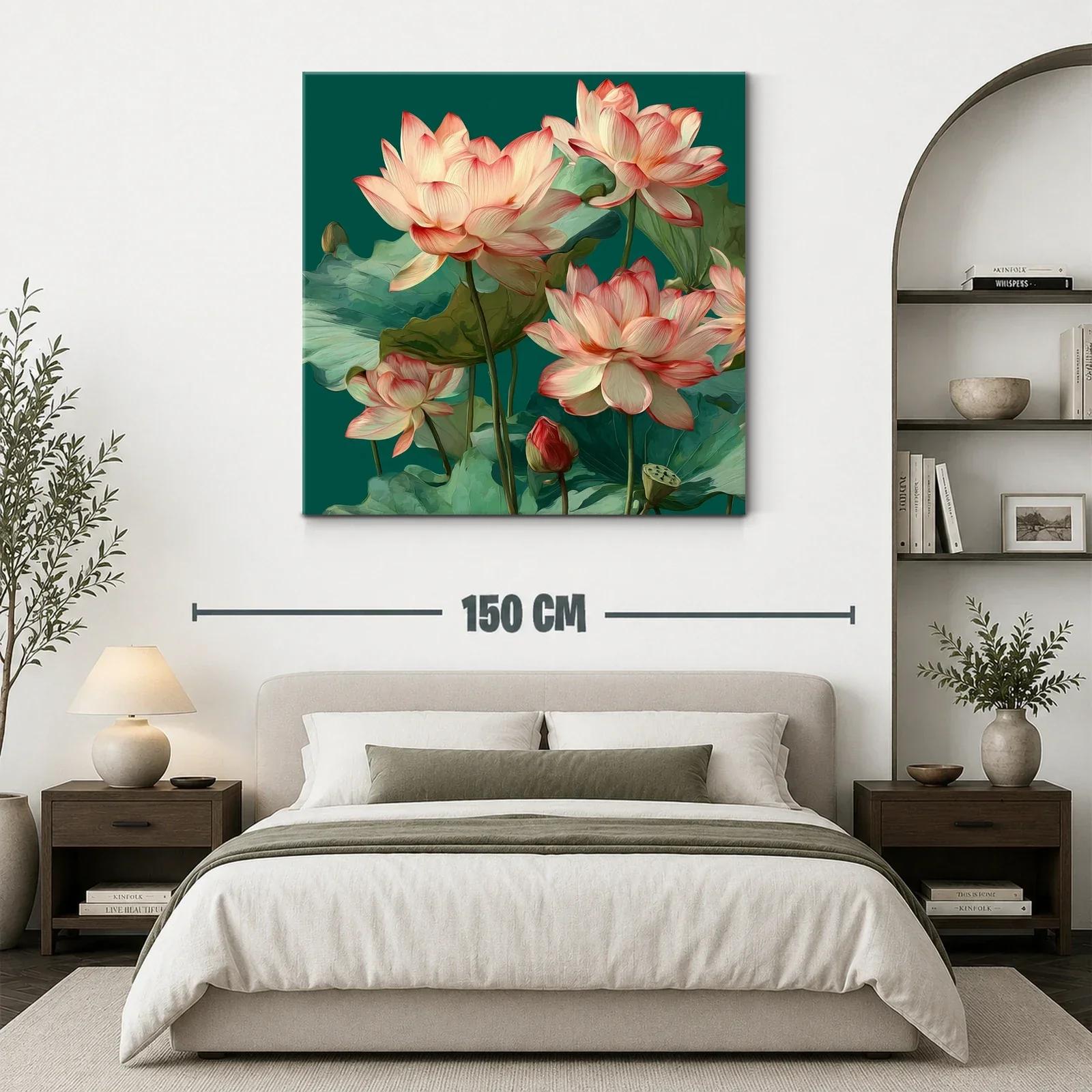 Flores de loto en tonos suaves sobre fondo verde — miniatura 3