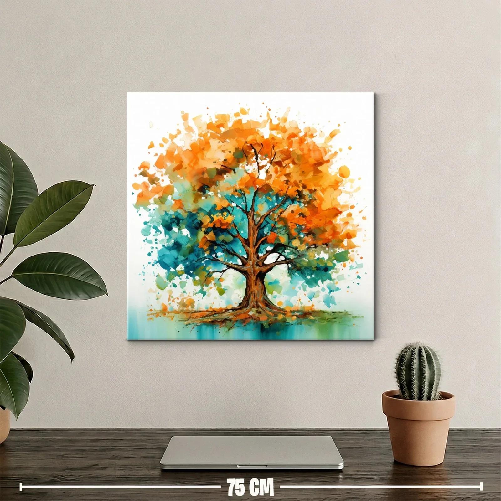 Árbol vibrante con tonos naranja y turquesa — miniatura 2