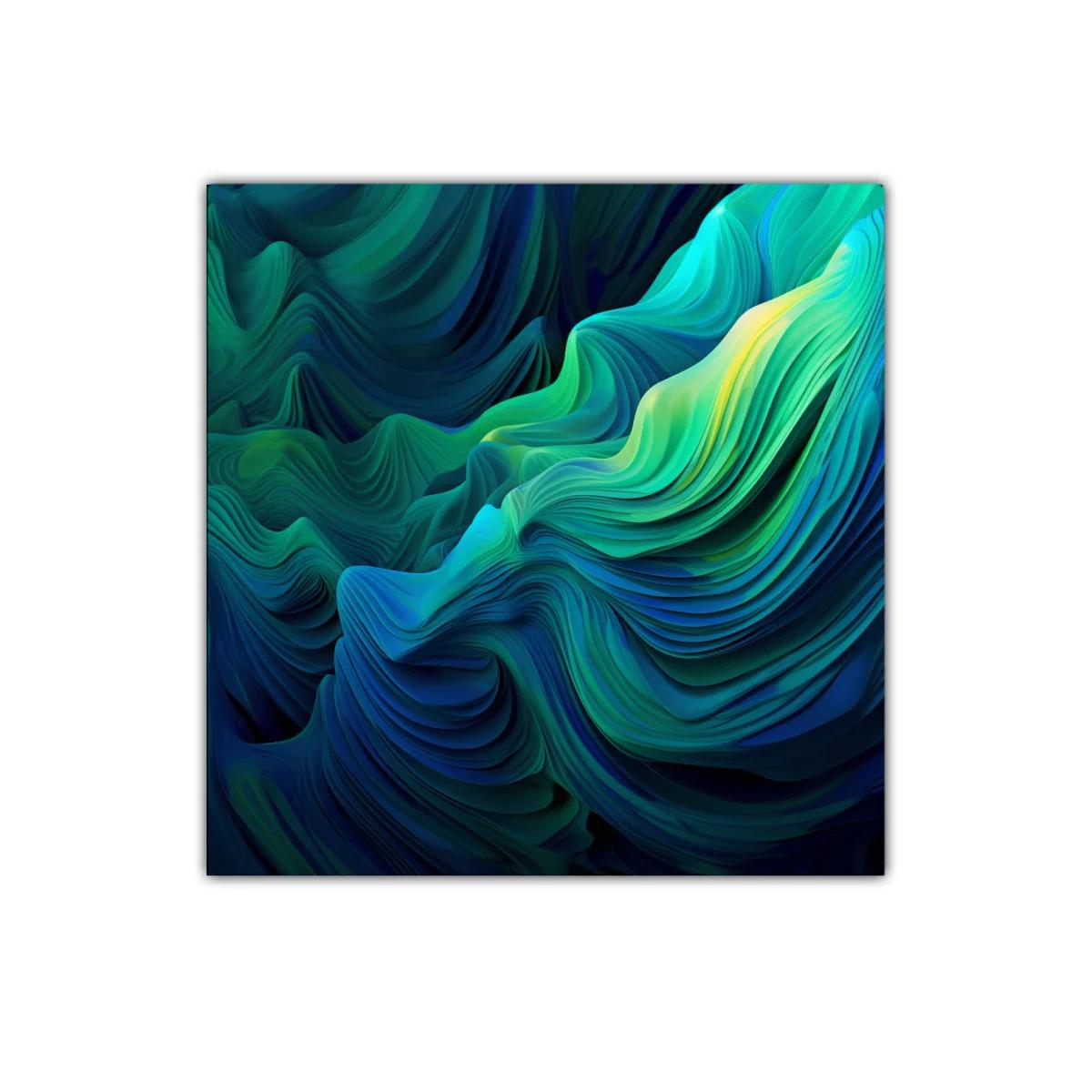Cuadro Abstracto en Tonos Verdes y Azules Vibrantes