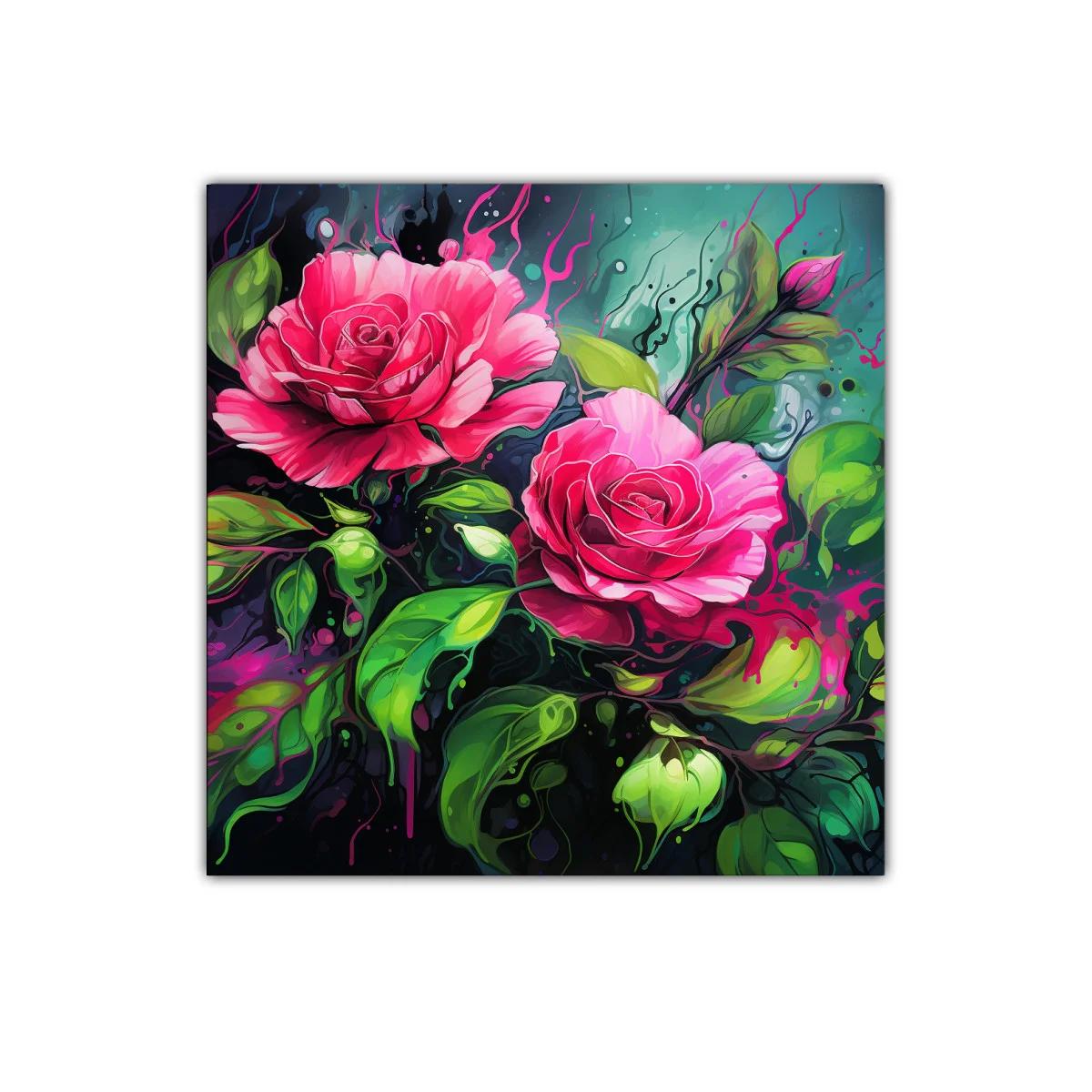 Rosas vibrantes en entorno profundo y colorido