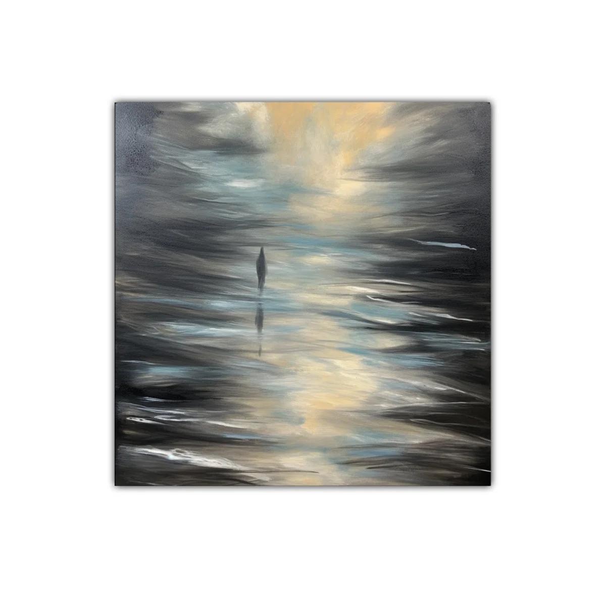 Paisaje abstracto con silueta entre reflejos luminosos — imagen principal