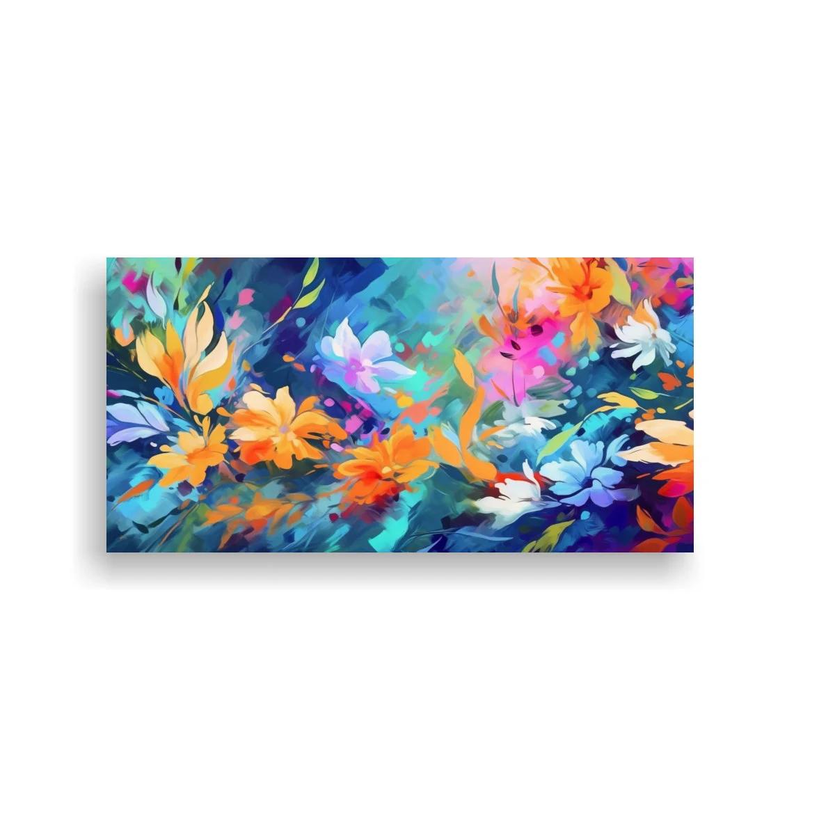 Cuadro flores coloridas con brotes florales y movimiento