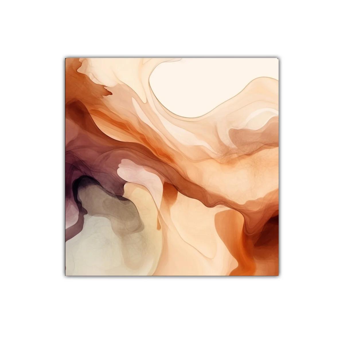 Cuadro abstracto con tonos tierra y cálidos movimientos