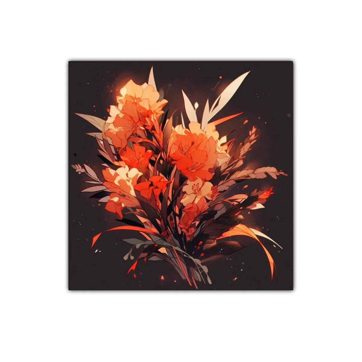 Ramo de flores cálidas sobre fondo oscuro — imagen principal