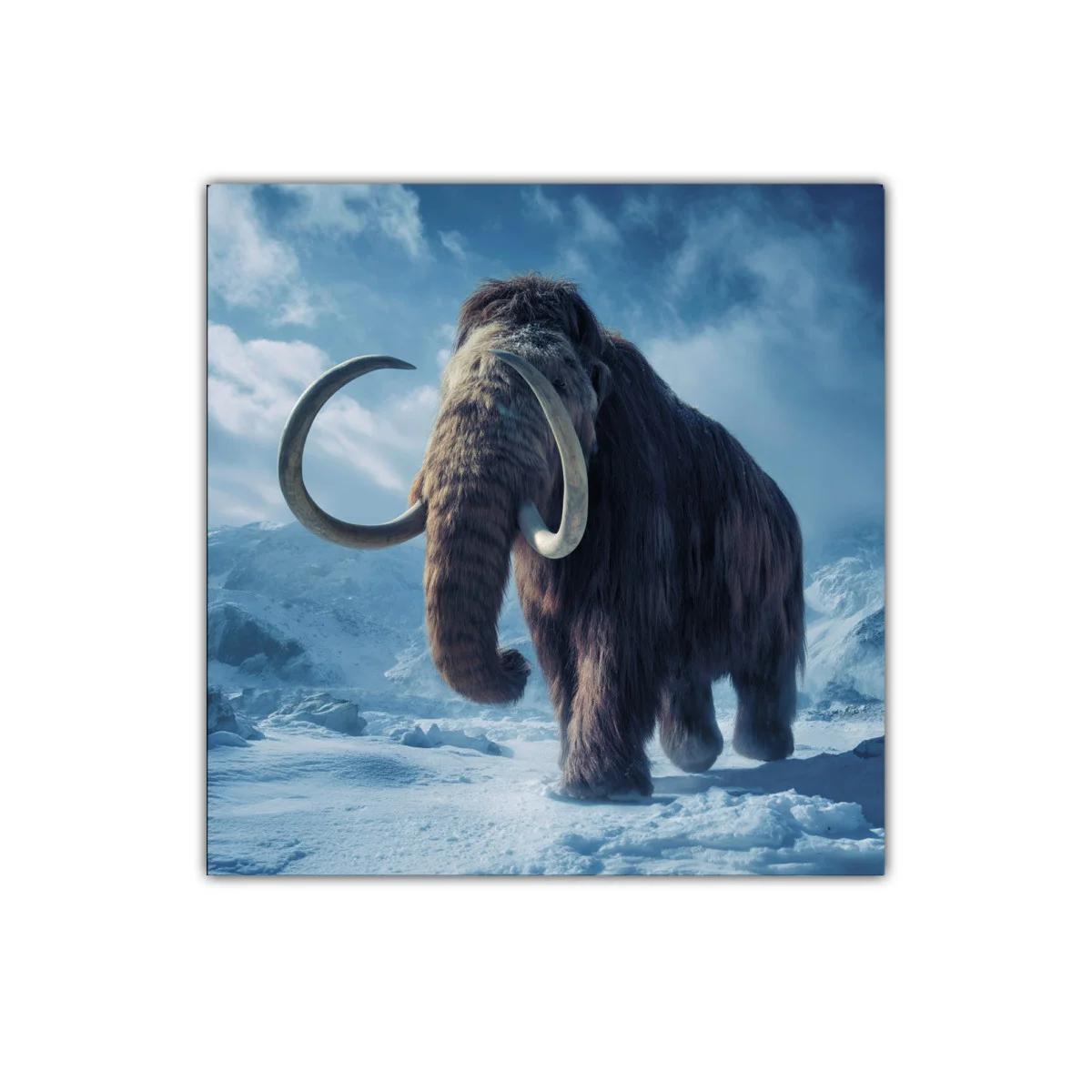 Imponente mamut en paisaje helado y nevado