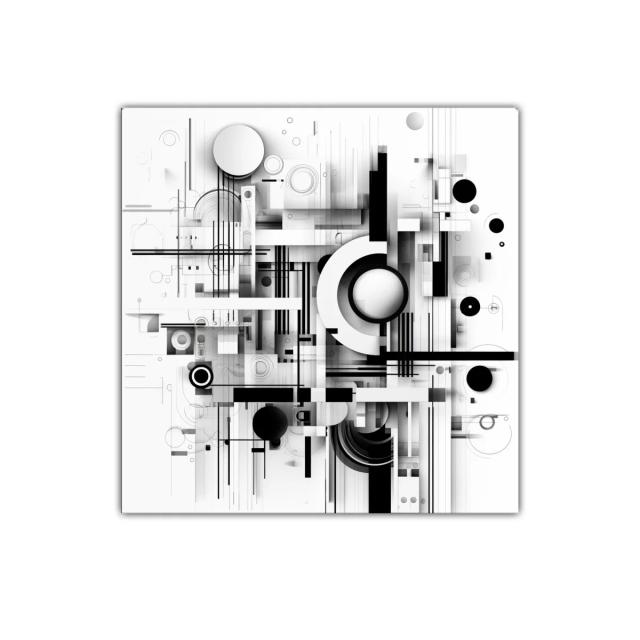Composición geométrica abstracta en blanco y negro