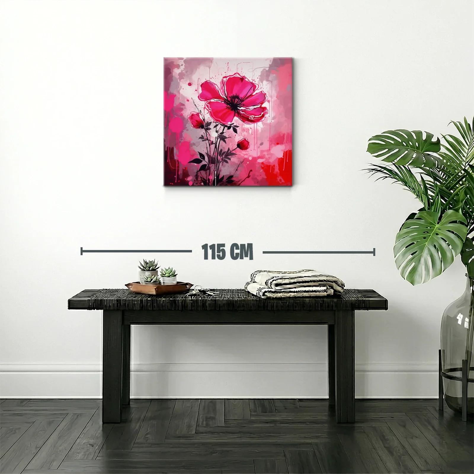 Cuadro floral vibrante con grandes pétalos rosas — miniatura 2
