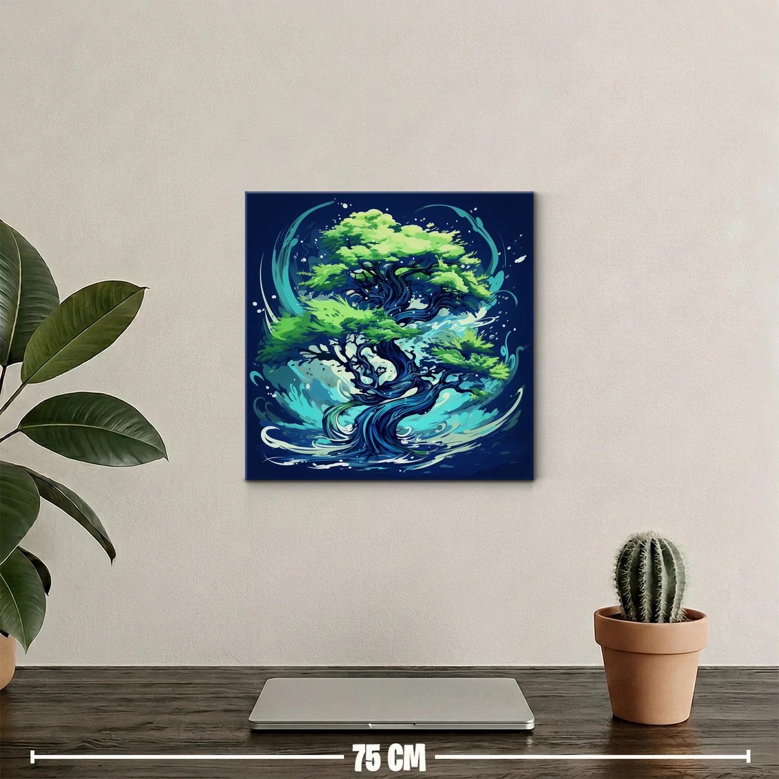 Árbol vibrante en movimiento con tonos verdes y azules — miniatura 2