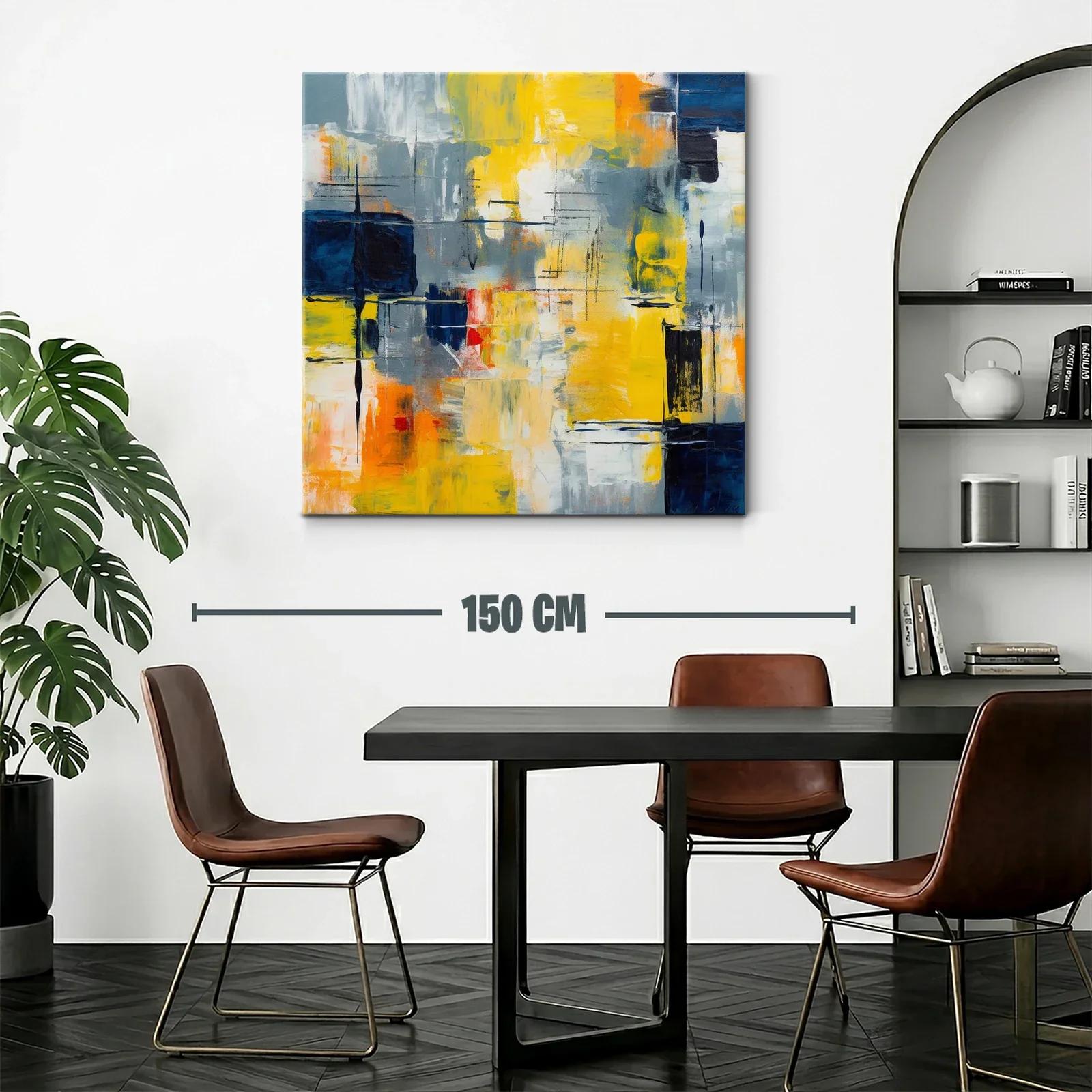 Cuadro abstracto con tonos cálidos y gráficos dinámicos — miniatura 2