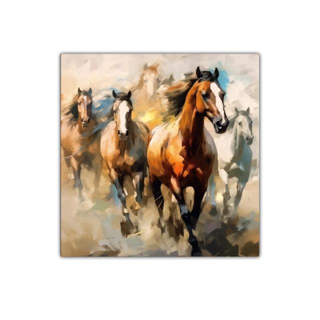 Cuadro decorativo con caballos en movimiento vibrante