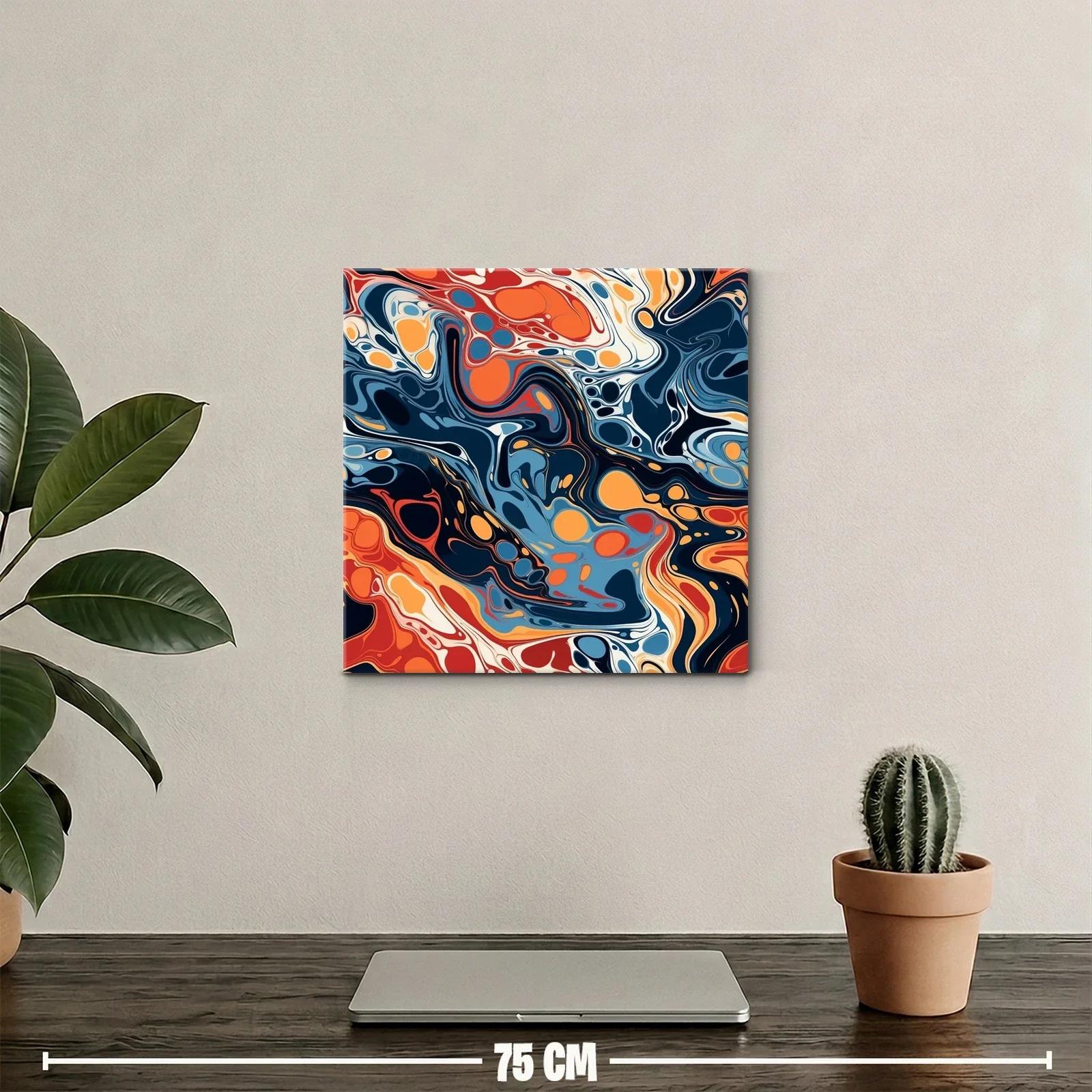 Cuadro abstracto con tonos cálidos y fríos vibrantes — miniatura 2