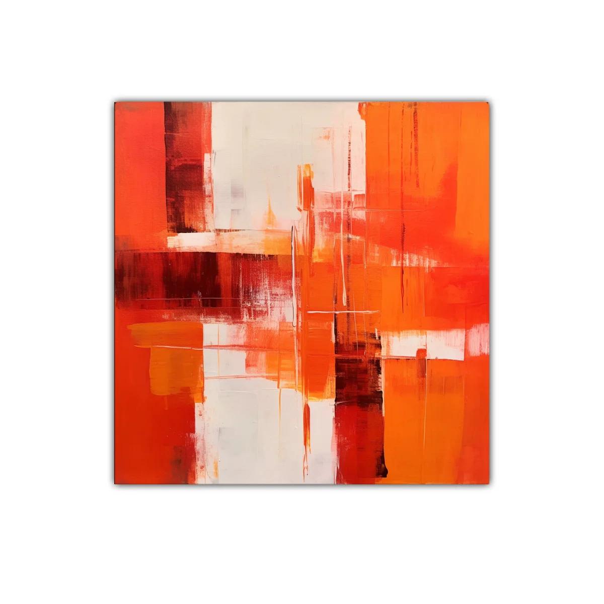Cuadro abstracto vibrante con tonos cálidos y contrastes intensos