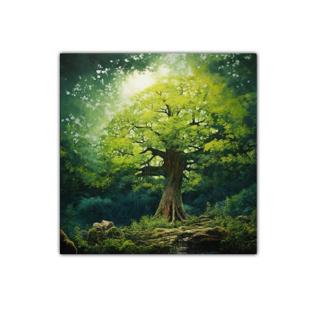 Árbol iluminado en un bosque tranquilo y encantador