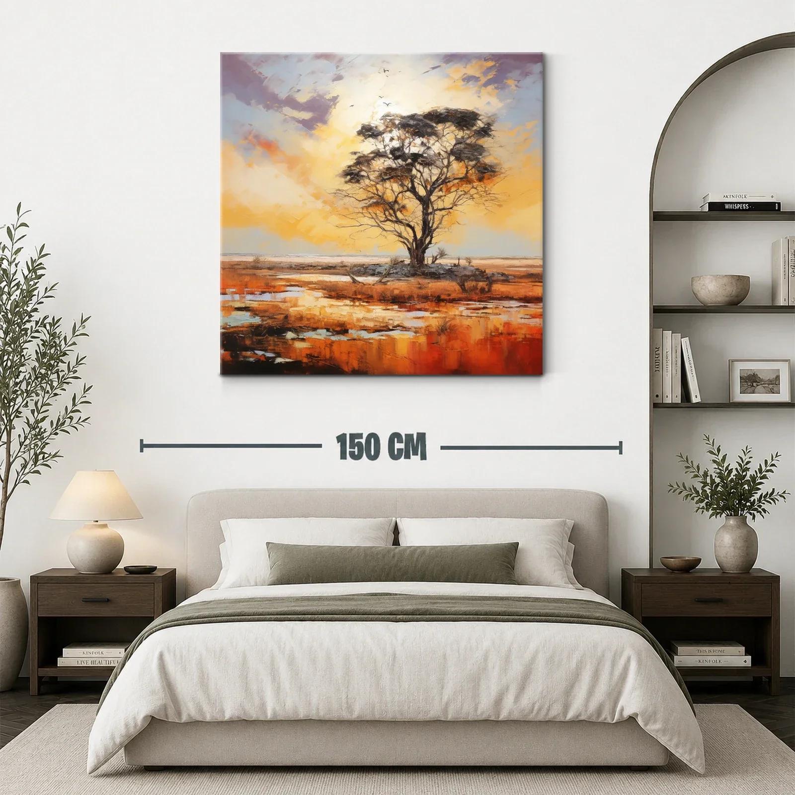 Solitaria silueta de árbol al atardecer en paisaje abierto — miniatura 3