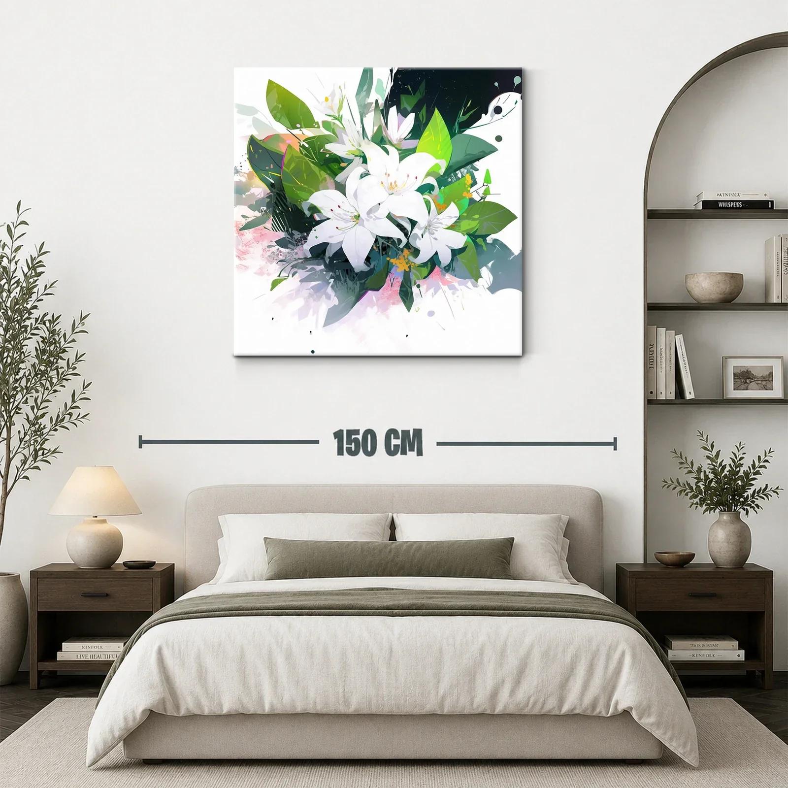 Elegancia natural con bouquet de lirios blancos y hojas verdes — miniatura 3