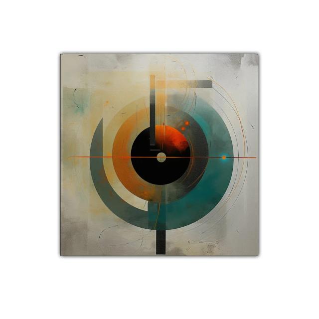 Composición abstracta con círculos y líneas geométricas vibrantes