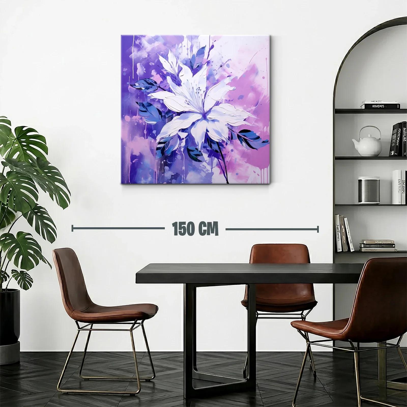 Flor blanca sobre fondo vibrante en tonos violetas y azules — miniatura 2