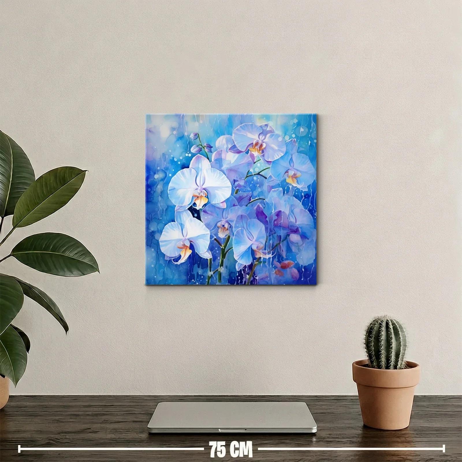 Orquídeas blancas sobre fondo azul vibrante — miniatura 2