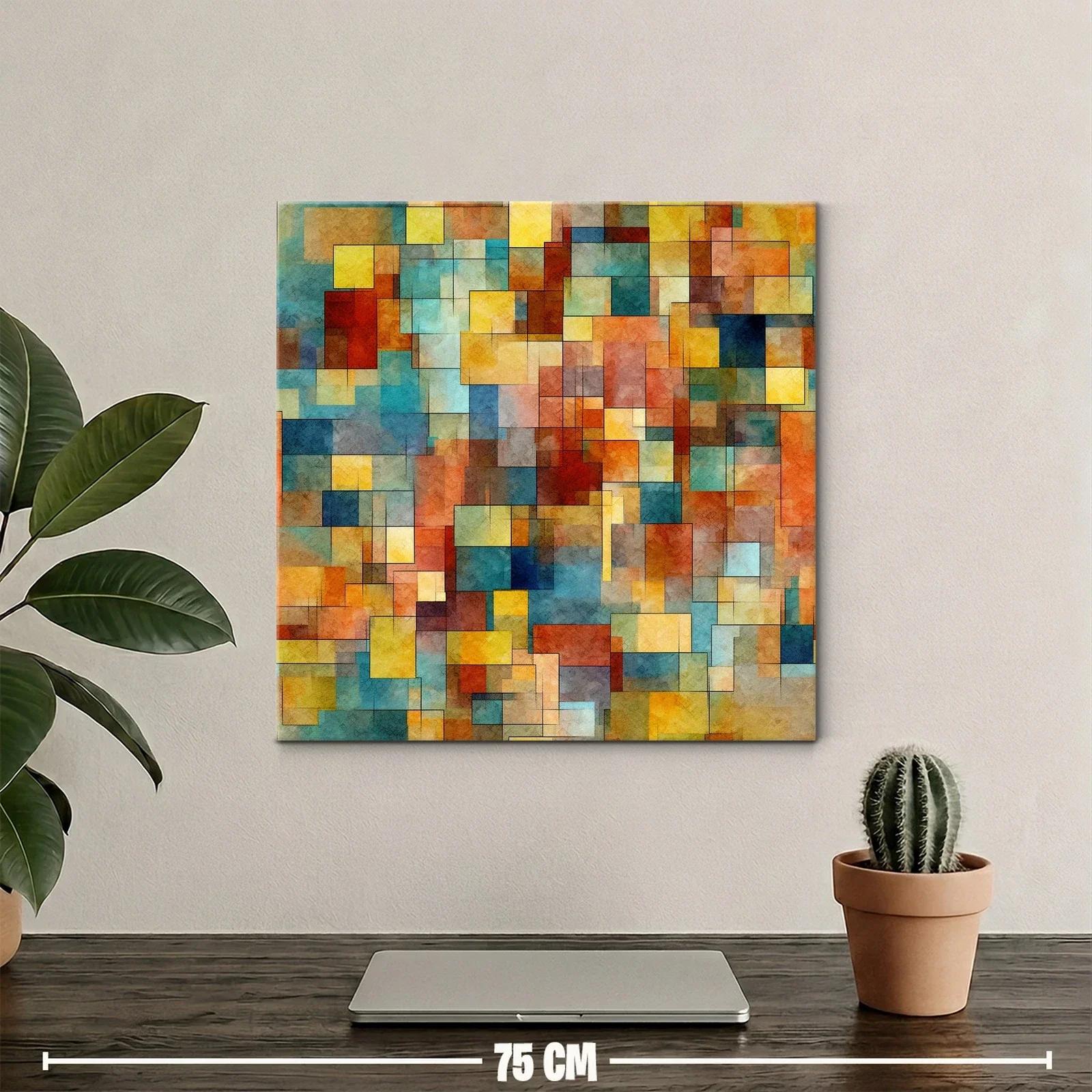 Cuadro abstracto con composición geométrica en tonos cálidos — miniatura 2