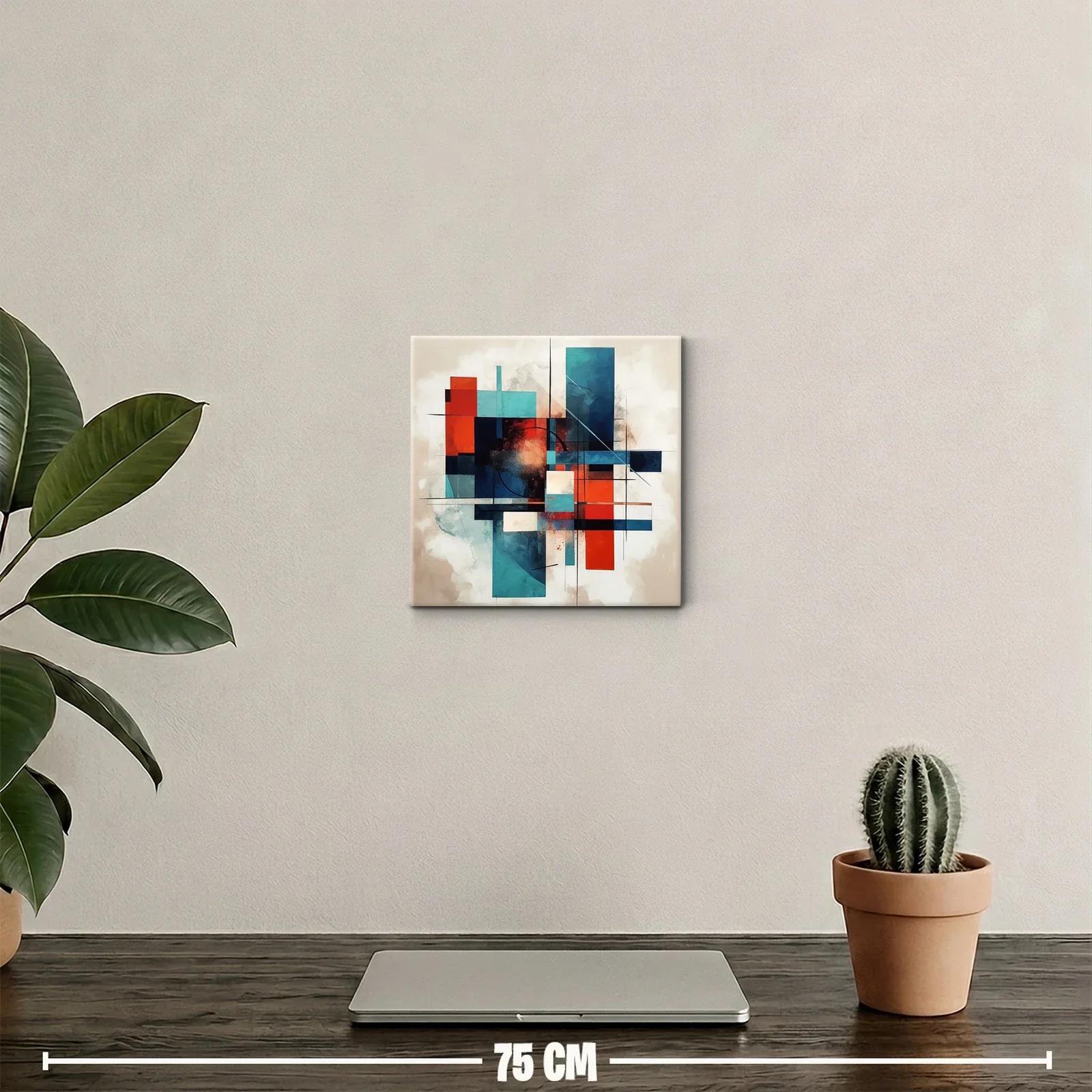 Composición abstracta en azul y rojo con formas geométricas — miniatura 2