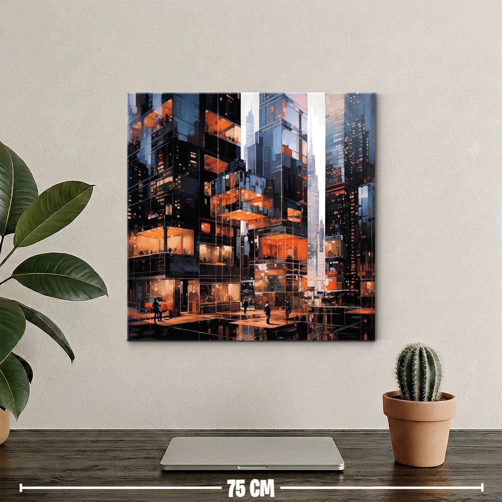Ciudad iluminada con arquitectura moderna y reflejos urbanos — miniatura 2