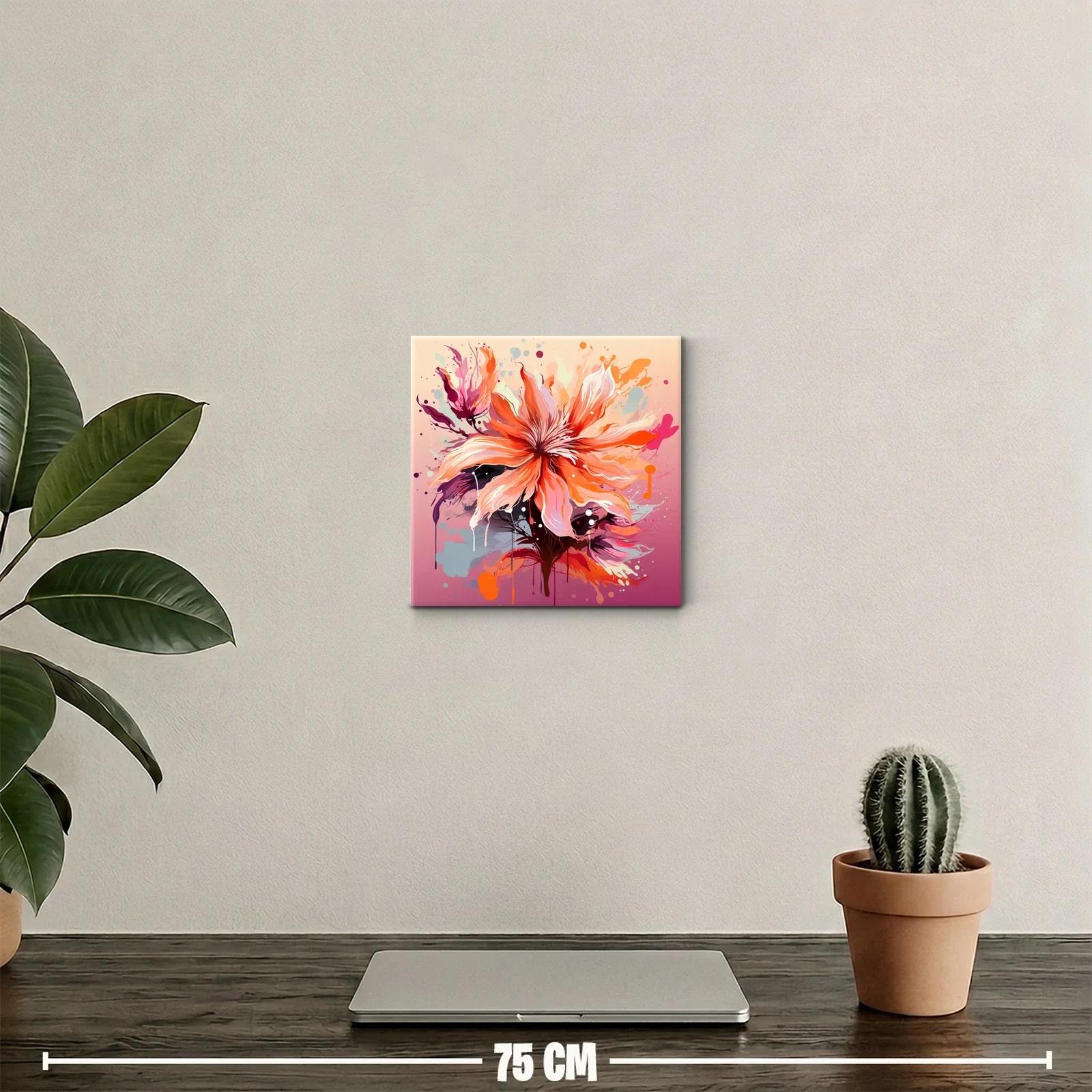 Cuadro floral vibrante con tonos cálidos y modernos — miniatura 2