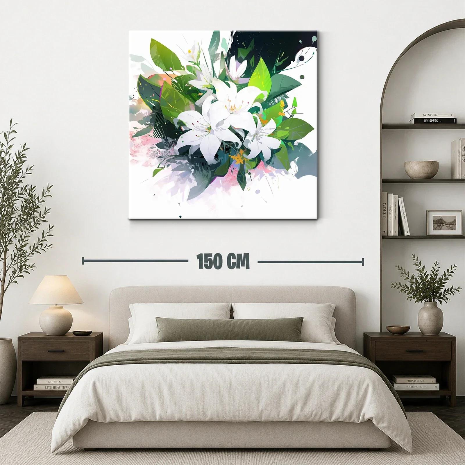 Elegancia natural con bouquet de lirios blancos y hojas verdes — miniatura 3