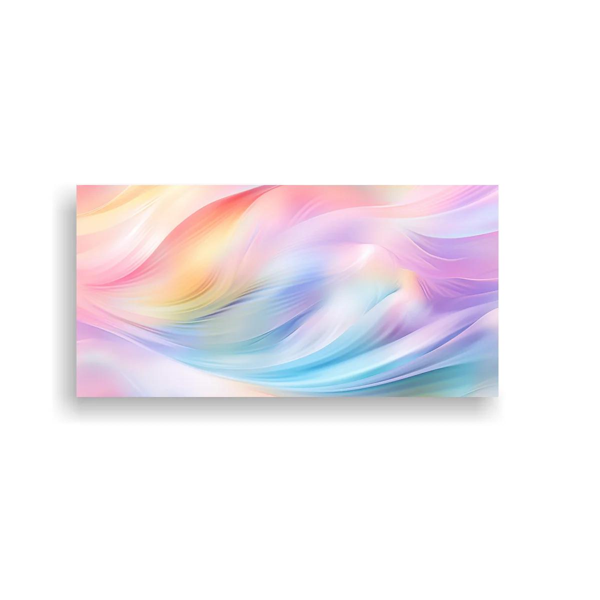 Cuadro ondas fluidas pastel con velos translúcidos
