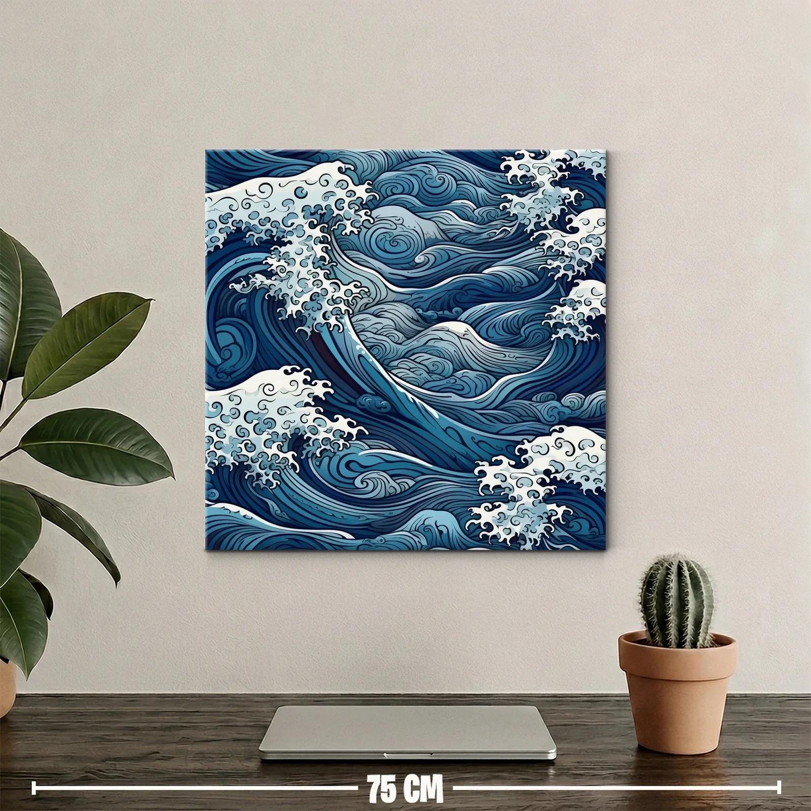 Olas en movimiento con tonos azules y blancos marinos — miniatura 2